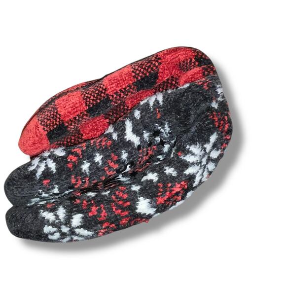 Muk Luks Sz S/M Slipper Socks Faux Fur Lined Warm Cabin 2 Pk Buffalo Check Gift - Picture 7 of 14
